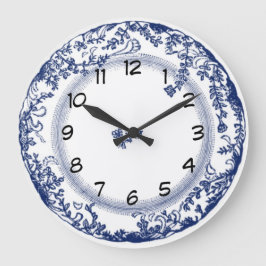 nätt vintageblått delft pläterar tar tid på stor klocka