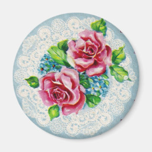 Nätt vintageblommor magnet