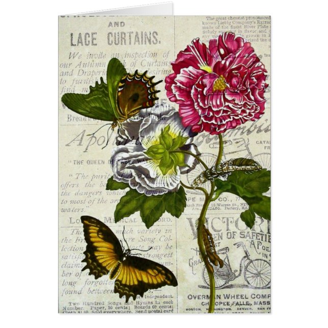 Nätt vintageCollage Hälsningskort (Framsidan)