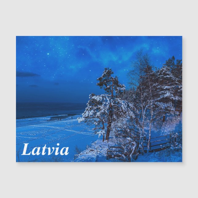 Natt vinterplats med snö täckt gräs (Framsida)