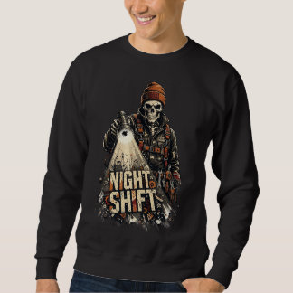 Nattarbetande mekaniker skelett streetwear-grafik lång ärmad tröja