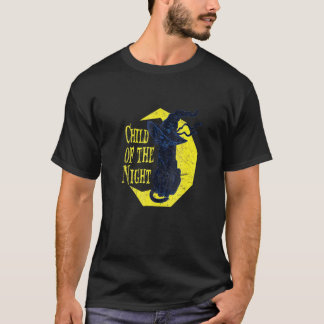 Nattbarn Häxa Katt Halloween Häxkonst H T Shirt