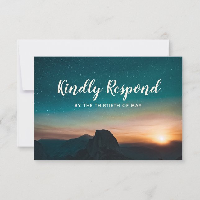 Nattberget Himlar Galaxy Sunset Stars Bröllop OSA Kort (Framsida)