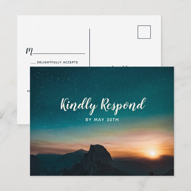 NattbergsGalaxy Modern Star Bröllop OSA Himlar Inbjudan Vykort (Fram/baksida)