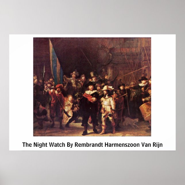 Nattbevakning av Rembrandt Harmenszoon Van Rijn Poster (Framsidan)
