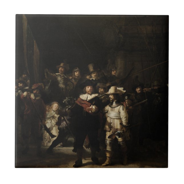 Nattbevakning av Rembrandt van Rijn Kakelplatta (Framsidan)
