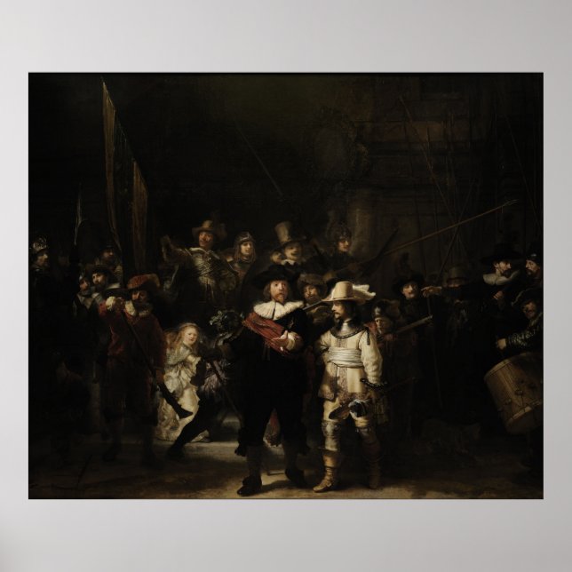 Nattbevakning av Rembrandt van Rijn Poster (Framsidan)