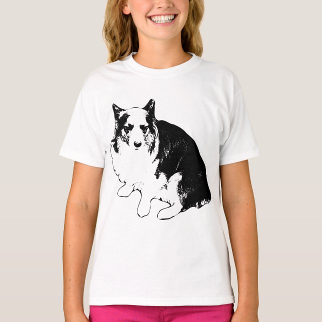 Nattbevakning Corgi Linjer T Shirt (Framsida)