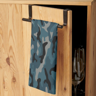 Nattblå Camo Camouflage Kökshandduk