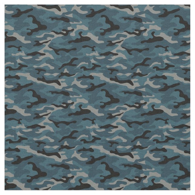 Nattblå Camo Camouflage Tyg (Närbild)
