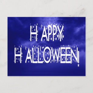 Nattblå God Halloween Text Postkort Vykort