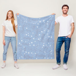 Nattblå Himlar Stars Light Blue (med namn) Fleecefilt