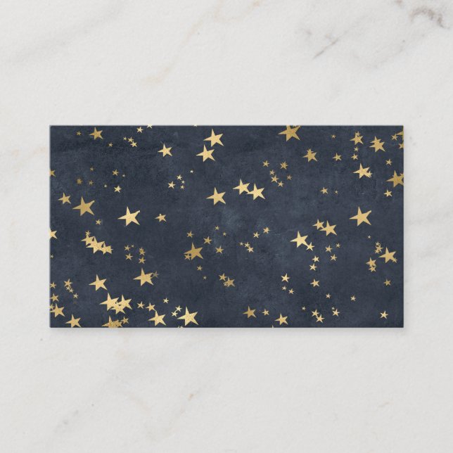 Nattblått Himlar Golden Stars Astrology Grått Blue Visitkort (Framsida)