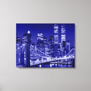 Nattblått New York City Pop Art Canvastryck