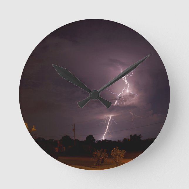 Nattblixt Storm moln Rund Klocka (Framsida)
