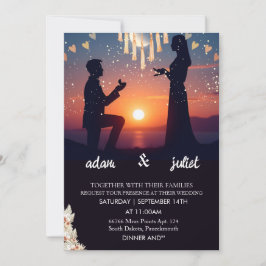 nattboho, modern elegant Twilight Bröllop Inbjudningar