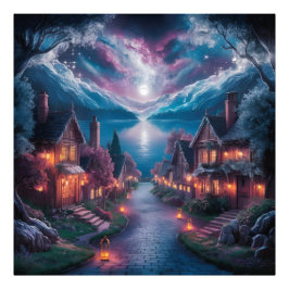 Nattbyn - Julgecka med Fototryck