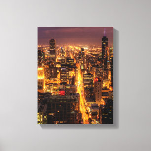 Nattcityscape av Chicago Canvastryck