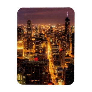 Nattcityscape av Chicago Magnet