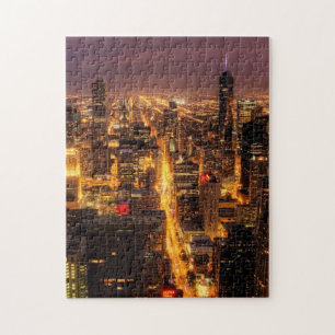 Nattcityscape av Chicago Pussel