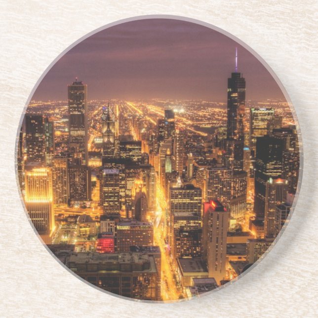 Nattcityscape av Chicago Underlägg (Framsidan)