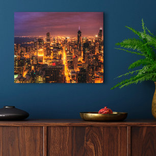 Nattcityscape i Chicago Canvastryck