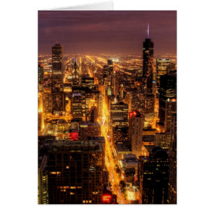 Nattcityscape i Chicago Hälsningskort
