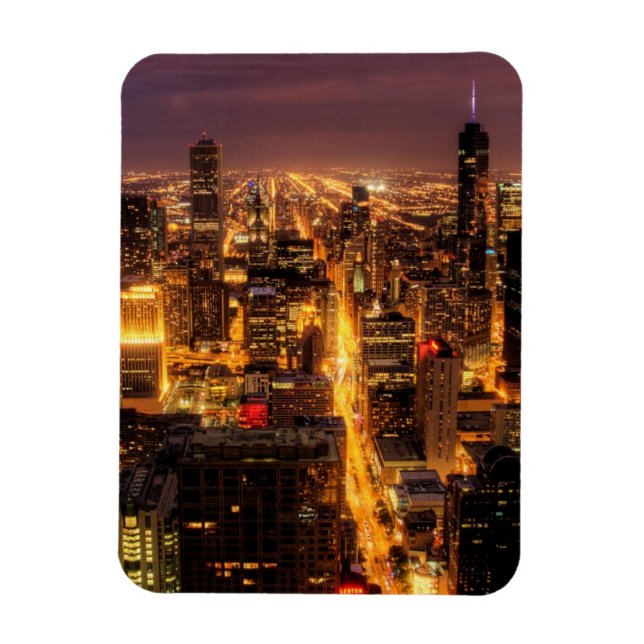 Nattcityscape i Chicago Magnet (Vertikal)