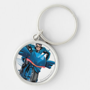 Nattcykel Rund Silverfärgad Nyckelring