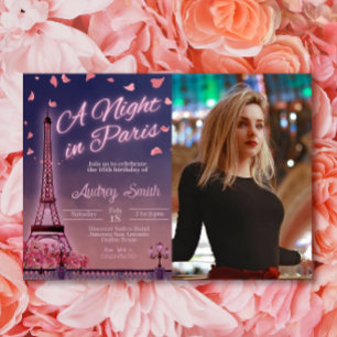 Nattdag i Paris - födelsedag med foto Inbjudningar