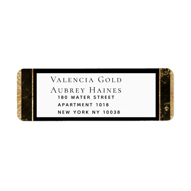 Nattdagar i Granite & Guld Bröllop Returadress Etikett (Framsidan)