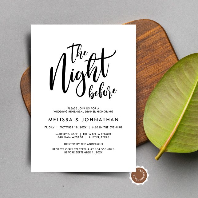Nattdagen före, Bröllop Rehearsal Dinner Party Inbjudningar (The Night Before, Wedding Rehearsal Dinner Party Celebration Invitation Card)