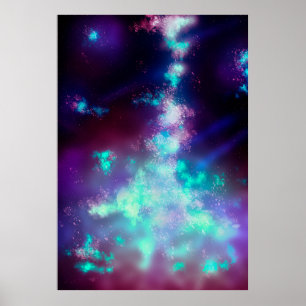 Nattdagen Himlar Neon Ljus Poster