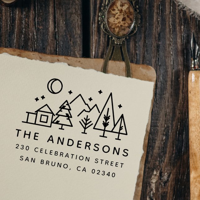 Nattdagen Himlar utanför scenen Modern Returadress Självfärgande Stämpel (Skapare uppladdad)