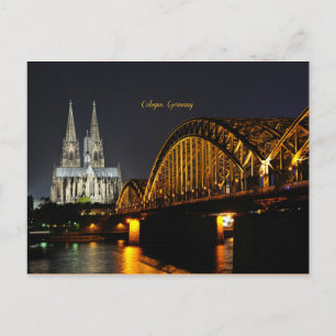 Nattdagen Ljus i Köln, Tyskland Vykort