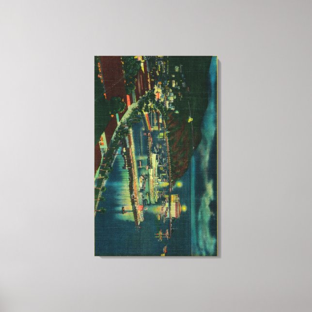 Nattdags för Santa Catalina i Avalon Bay Canvastryck (Framsida)