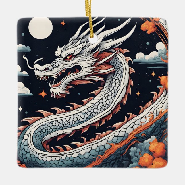 nattdrakeornament julgransprydnad keramik (Framsida)