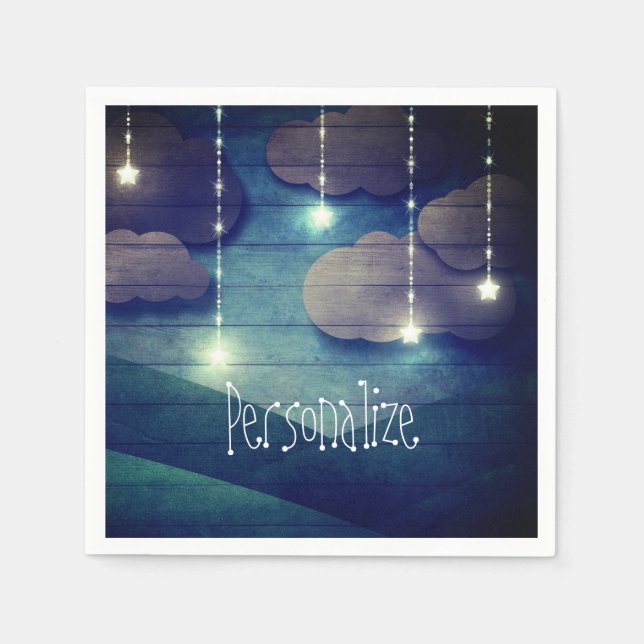 Nattdrömmen i himlar, den vackra, rustika blått pappersservett (Framsidan)