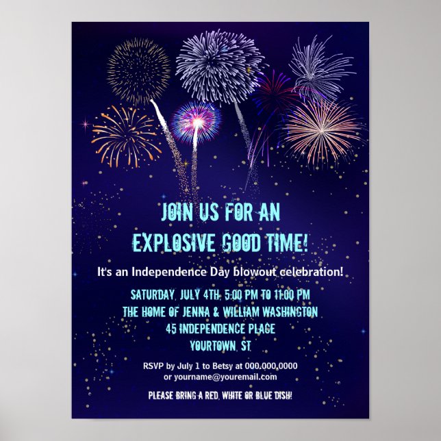 Nattelagen Himlar Fireworks 4:e Juli-händelsen Poster (Framsidan)