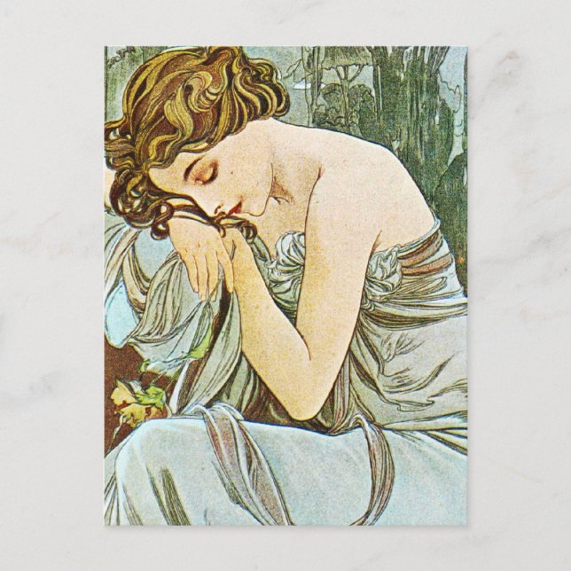 Natten, Alphonse Mucha Vykort (Framsida)