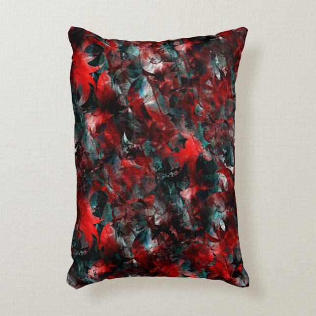 Natten av kraschförstört rödlöv föll på aska prydnadskudde (Framsidan(Vertikal))