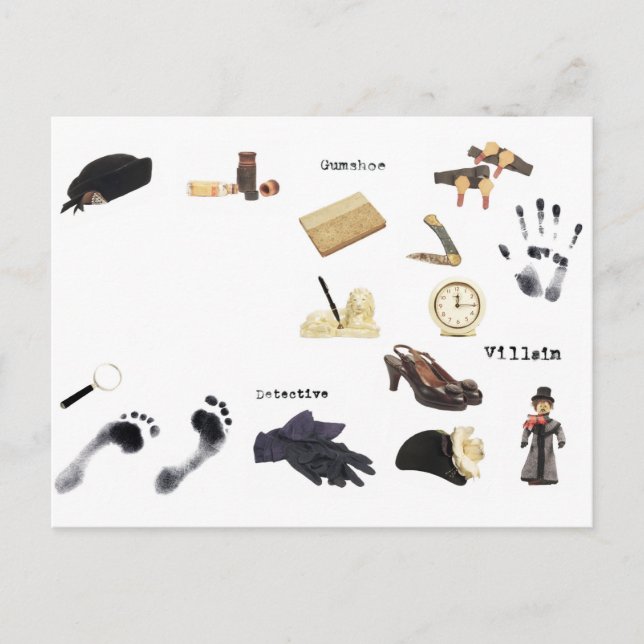 Natten av Myasty Murder Detektiv Dinner Party Vykort (Framsida)