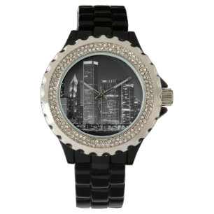 Natten beskådar av Chicago berömda cityscape Armbandsur