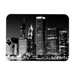 Natten beskådar av Chicago berömda cityscape Magnet