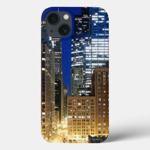Natten beskådar av cityscape av Chicago