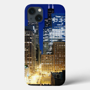 Natten beskådar av cityscape av Chicago