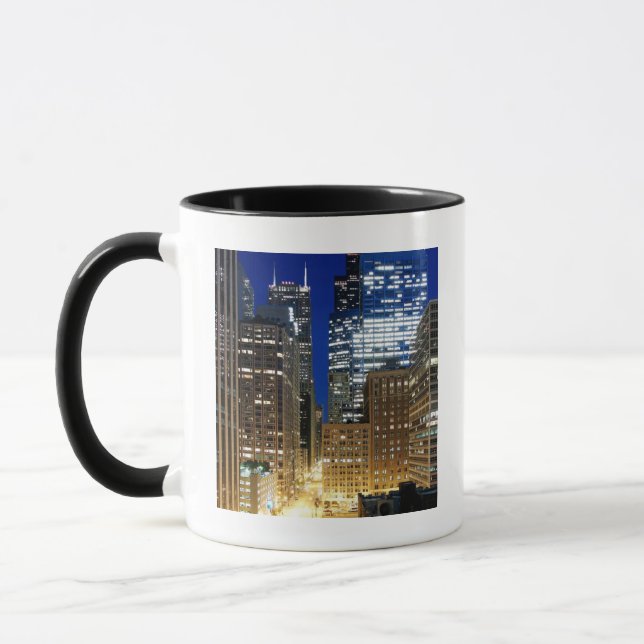 Natten beskådar av cityscape av Chicago Mugg (Vänster)