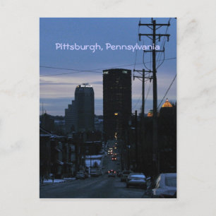 Natten faller över Pittsburgh, PA Vykort