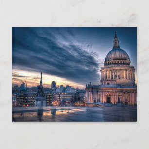 Natten faller över St. Pauls-katedralen, London Vykort