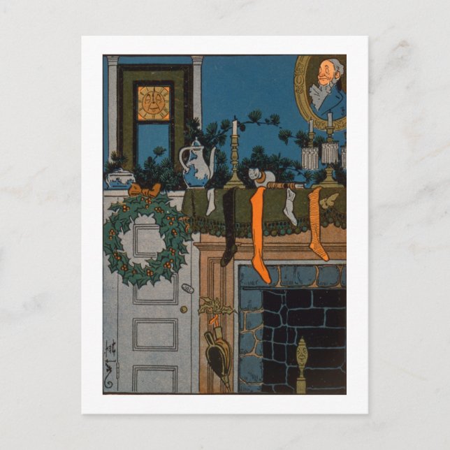 Natten för jul av Denlow, 1903 (färg Helg Vykort (Framsida)